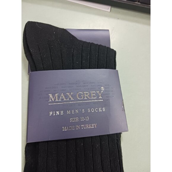 Max Grey Fine Men's Socks Size 10-13 Made in Turkey One Pair NEW - Picture 3 of 4